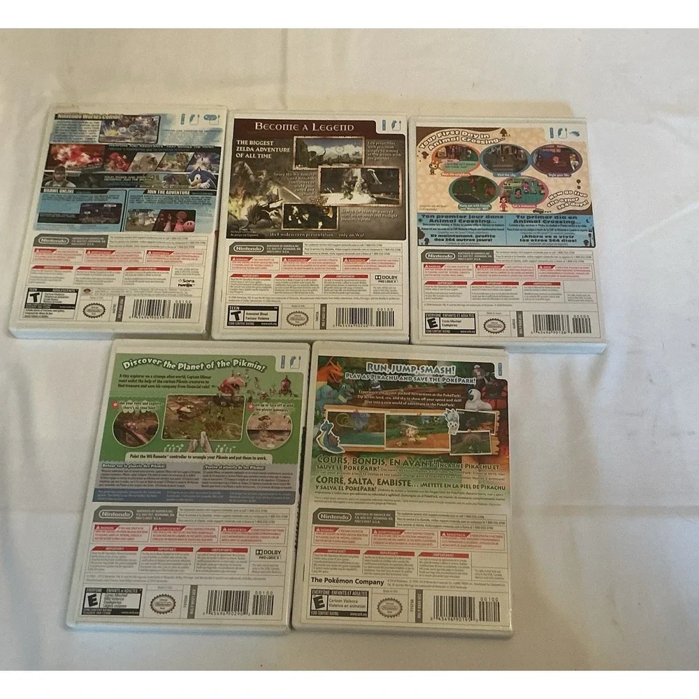 Wii Games Lot 5 Games Pikmin 2 Pokepark Animal Crossing Twilight Princess